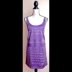 Purple & Silver Silk Loose-Fit Mini Skirt Dress, Sz. 4